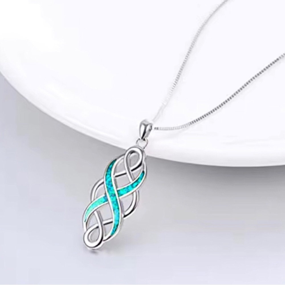 Sterling Silver Turquoise Inlay Infinity Pendant Necklace